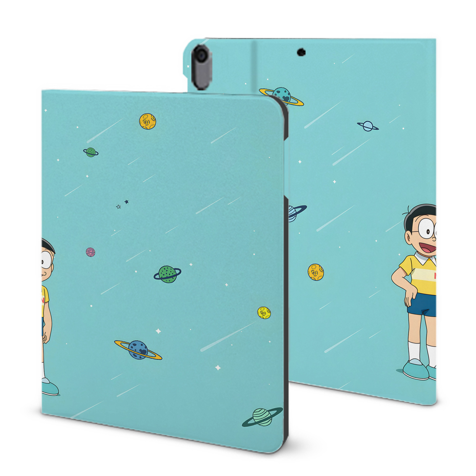（画像用） ドラえもん Doraemon IPad ケース ブック型 PUレザー TPU 耐衝撃 軽量 薄型 ペン収納なし 全面保護 IPad 各モデル対応